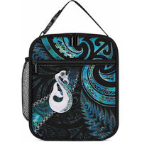 New Zealand Aotearoa Lunch Bag Maori Manaia Paua Shell Glitter Turquoise LT05 10.2 × 8.3 × 4.3 inch Turquoise - Polynesian Pride
