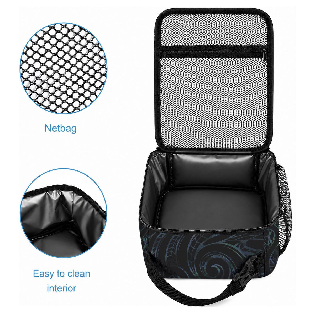 New Zealand Aotearoa Lunch Bag Maori Manaia Paua Shell Glitter Turquoise LT05 - Polynesian Pride