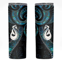 New Zealand Aotearoa Skinny Tumbler Maori Manaia Paua Shell Glitter Turquoise LT05 Turquoise - Polynesian Pride