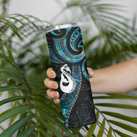 New Zealand Aotearoa Skinny Tumbler Maori Manaia Paua Shell Glitter Turquoise LT05 - Polynesian Pride