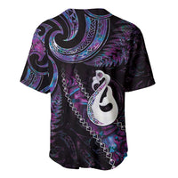 New Zealand Aotearoa Baseball Jersey Maori Manaia Paua Shell Glitter Purple
