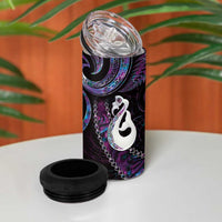 New Zealand Aotearoa 4 in 1 Can Cooler Tumbler Maori Manaia Paua Shell Glitter Purple