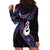 New Zealand Aotearoa Hoodie Dress Maori Manaia Paua Shell Glitter Purple