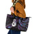 New Zealand Aotearoa Leather Tote Bag Maori Manaia Paua Shell Glitter Purple