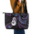 New Zealand Aotearoa Leather Tote Bag Maori Manaia Paua Shell Glitter Purple