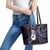 New Zealand Aotearoa Leather Tote Bag Maori Manaia Paua Shell Glitter Purple