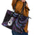 New Zealand Aotearoa Leather Tote Bag Maori Manaia Paua Shell Glitter Purple