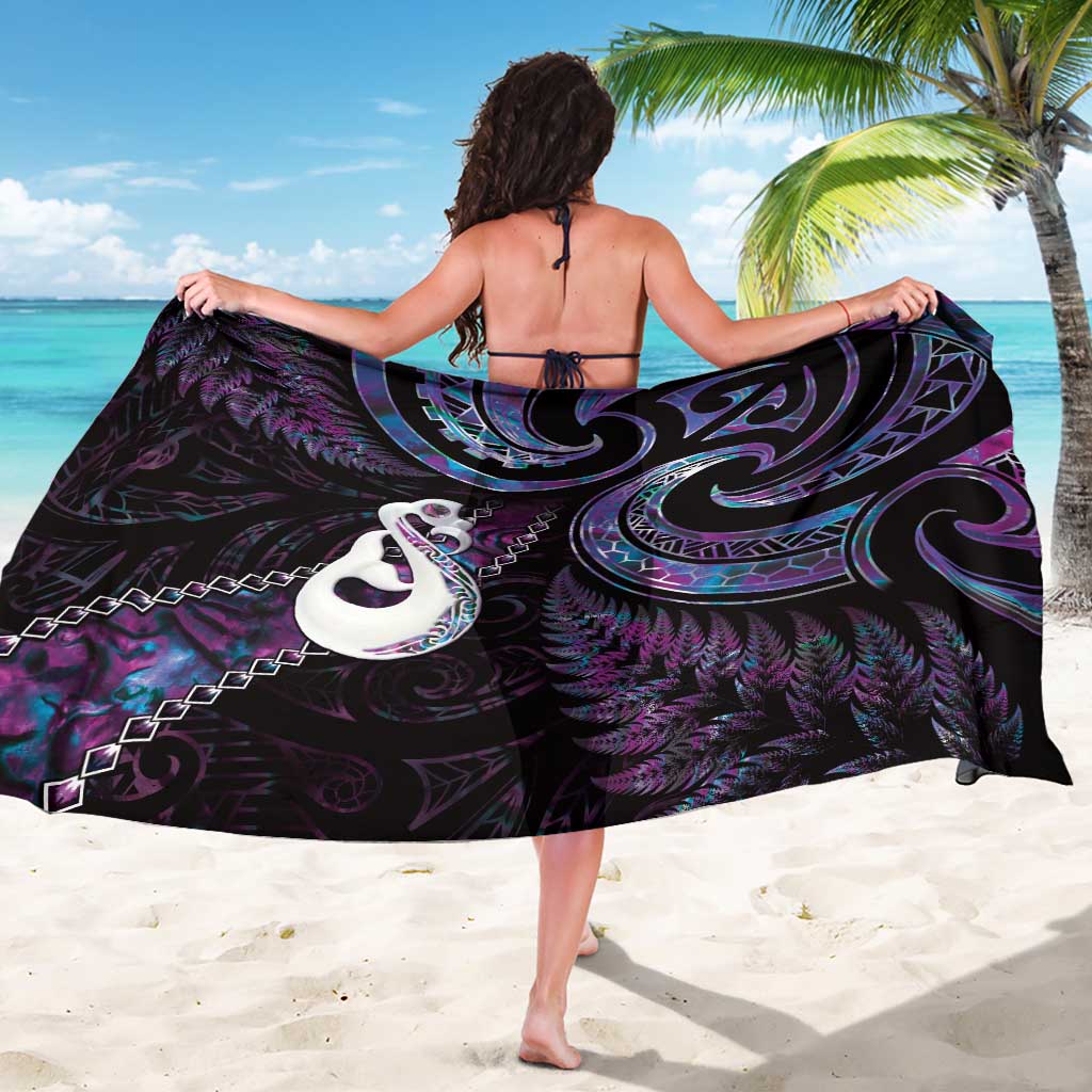 New Zealand Aotearoa Sarong Maori Manaia Paua Shell Glitter Purple