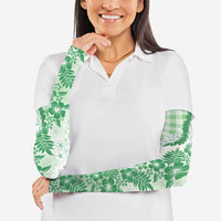 Aloha Hawaii Palaka Arm Sleeves Green Plumeria Lei - Polynesian Pride