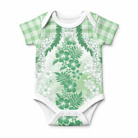 Aloha Hawaii Palaka Baby Onesie Green Plumeria Lei LT05 Green - Polynesian Pride