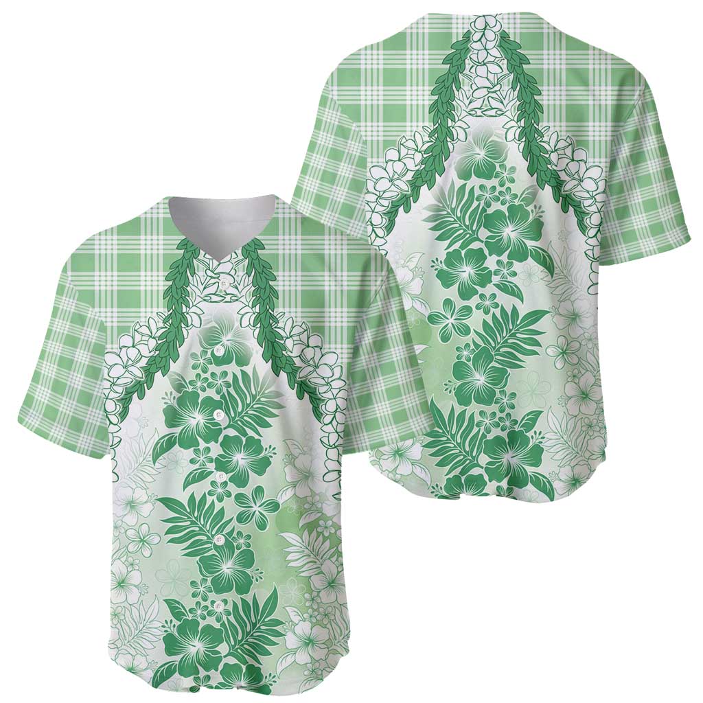Aloha Hawaii Palaka Baseball Jersey Green Plumeria Lei - Polynesian Pride