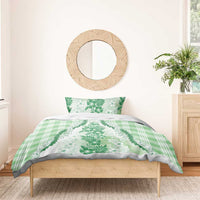 Aloha Hawaii Palaka Bedding Set Green Plumeria Lei - Polynesian Pride