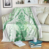 Aloha Hawaii Palaka Blanket Green Plumeria Lei - Polynesian Pride