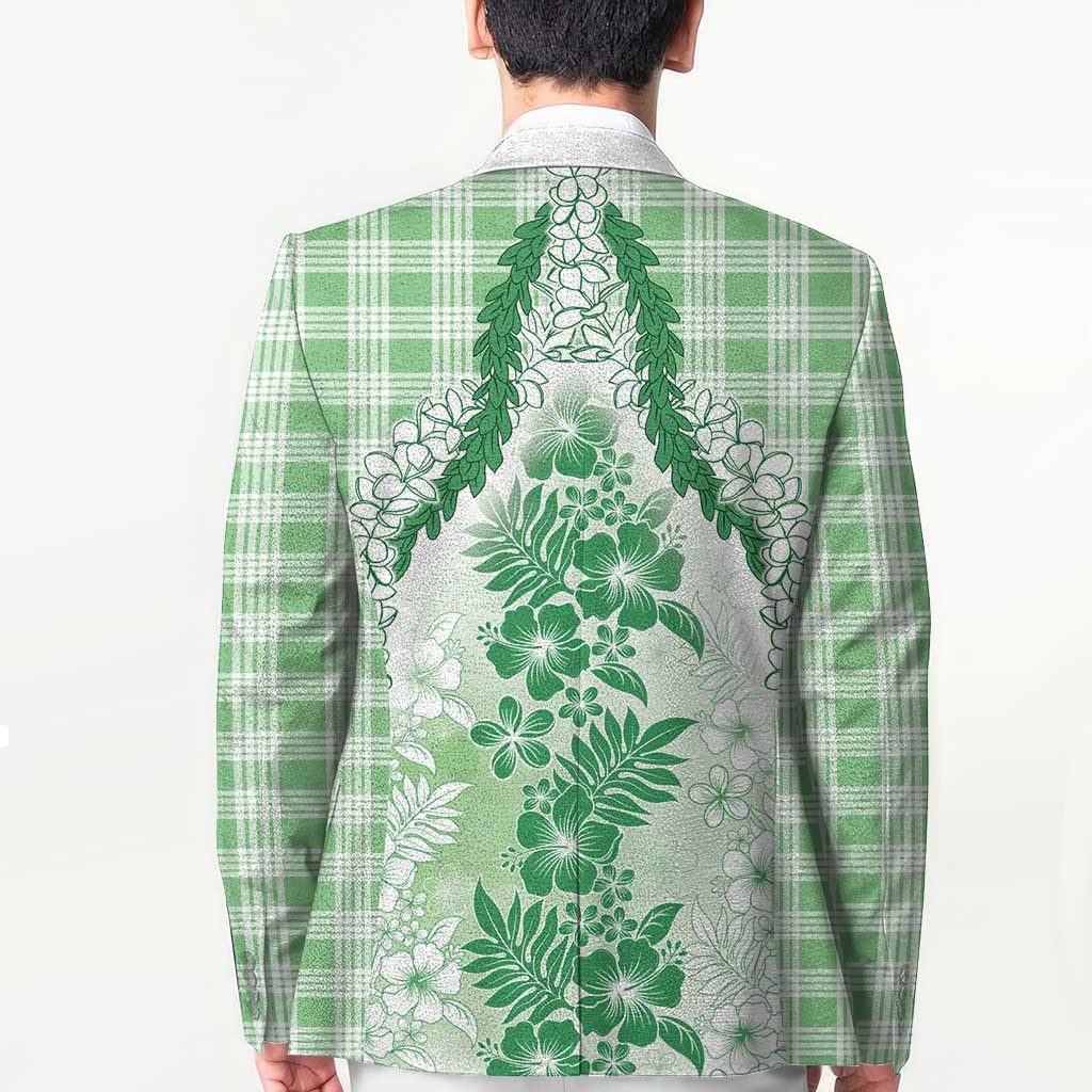 Aloha Hawaii Palaka Blazer Green Plumeria Lei - Polynesian Pride