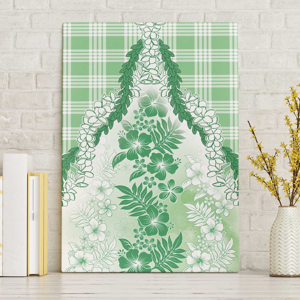 Aloha Hawaii Palaka Canvas Wall Art Green Plumeria Lei - Polynesian Pride