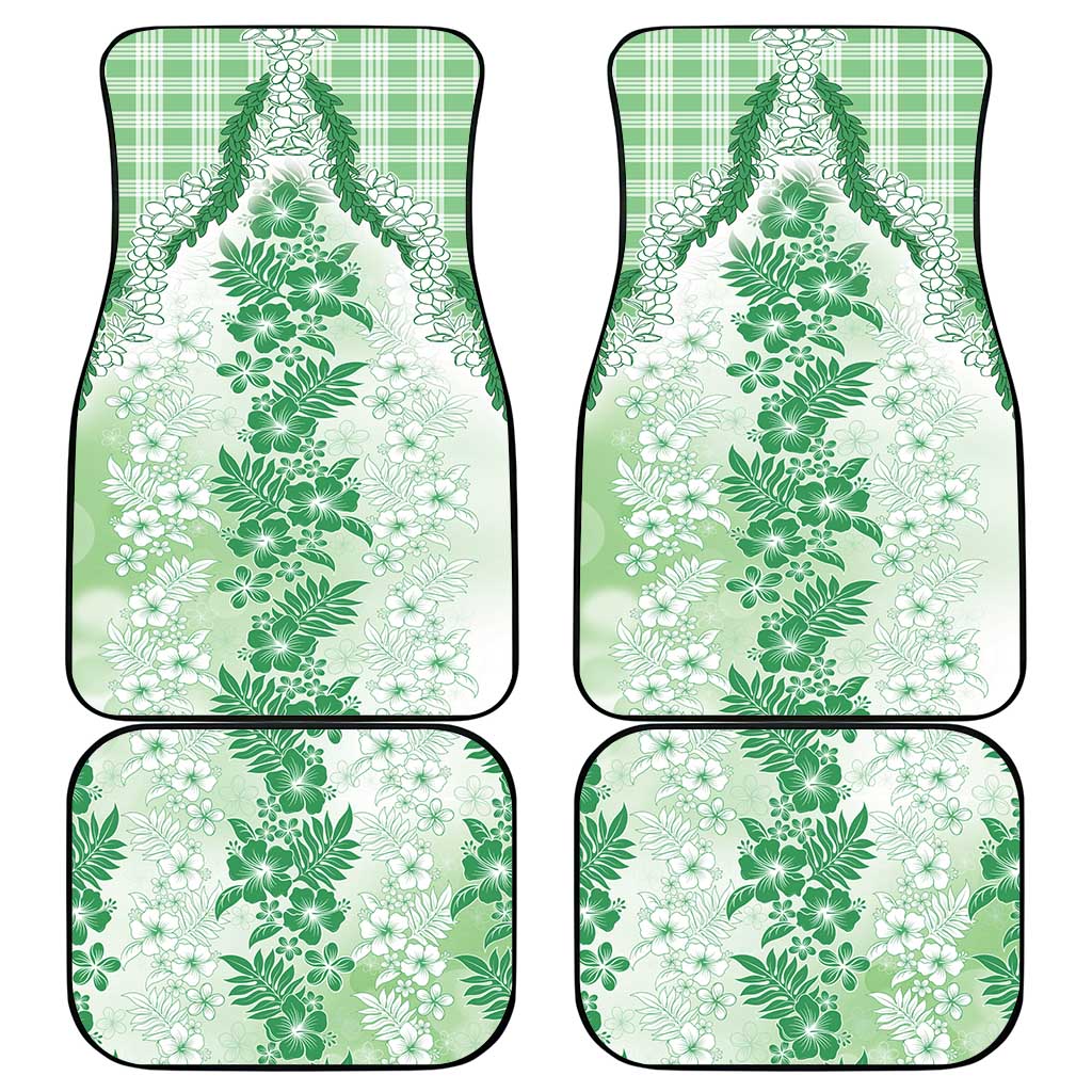 Aloha Hawaii Palaka Car Mats Green Plumeria Lei - Polynesian Pride