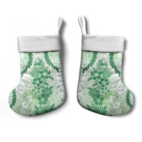 Aloha Hawaii Palaka Christmas Stocking Green Plumeria Lei - Polynesian Pride
