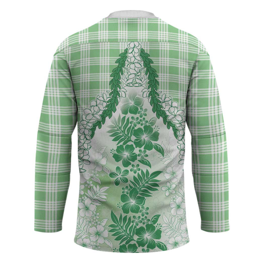 Aloha Hawaii Palaka Hockey Jersey Green Plumeria Lei - Polynesian Pride