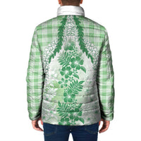 Aloha Hawaii Palaka Padded Jacket Green Plumeria Lei - Polynesian Pride