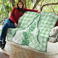 Aloha Hawaii Palaka Quilt Green Plumeria Lei - Polynesian Pride