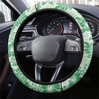 Aloha Hawaii Palaka Steering Wheel Cover Green Plumeria Lei - Polynesian Pride