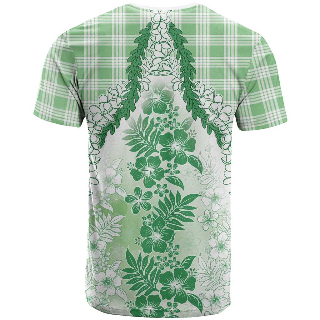 Aloha Hawaii Palaka T Shirt Green Plumeria Lei - Polynesian Pride