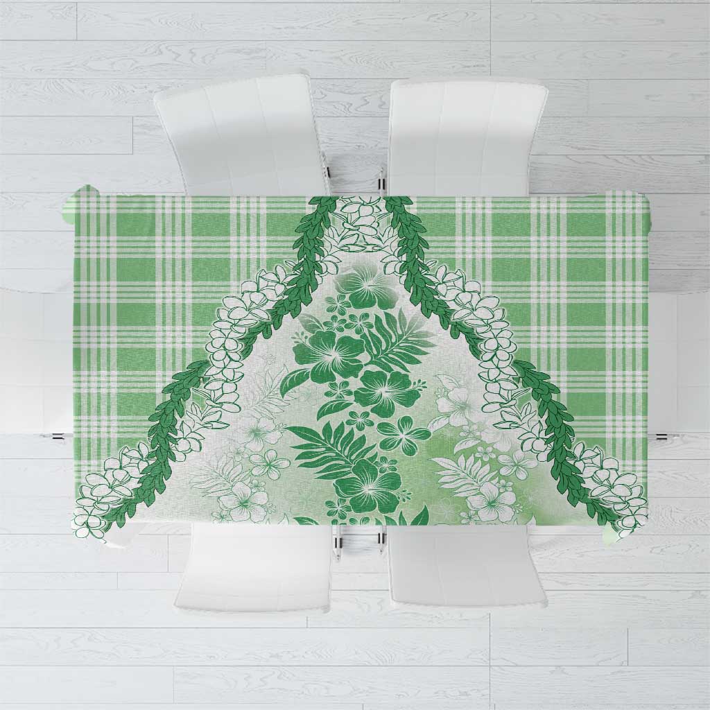 Aloha Hawaii Palaka Tablecloth Green Plumeria Lei - Polynesian Pride