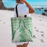 Aloha Hawaii Palaka Tote Bag Green Plumeria Lei - Polynesian Pride