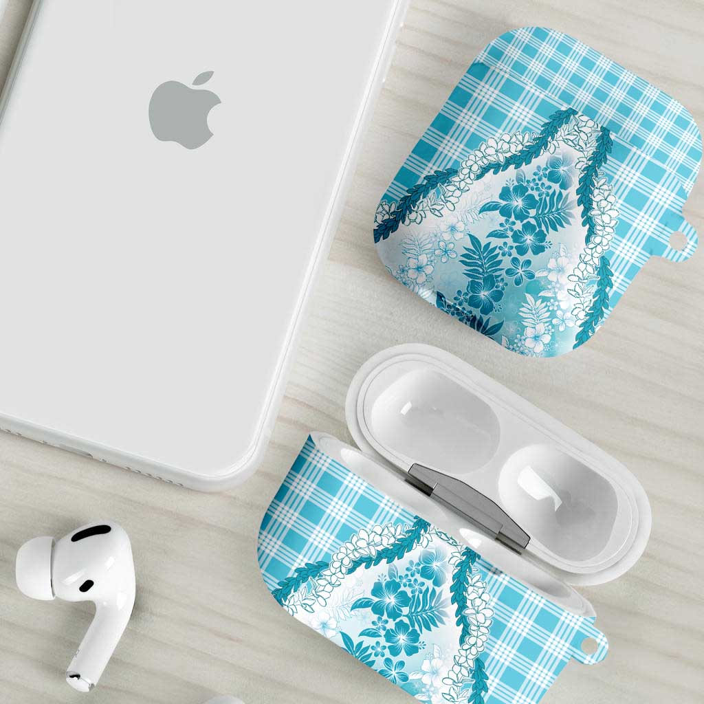 Aloha Hawaii Palaka AirPods Case Blue Plumeria Lei - Polynesian Pride