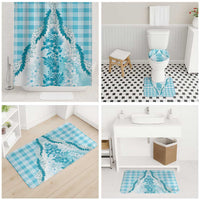 Aloha Hawaii Palaka Bathroom Set Blue Plumeria Lei - Polynesian Pride