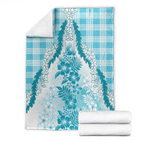 Aloha Hawaii Palaka Blanket Blue Plumeria Lei - Polynesian Pride