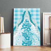 Aloha Hawaii Palaka Canvas Wall Art Blue Plumeria Lei - Polynesian Pride