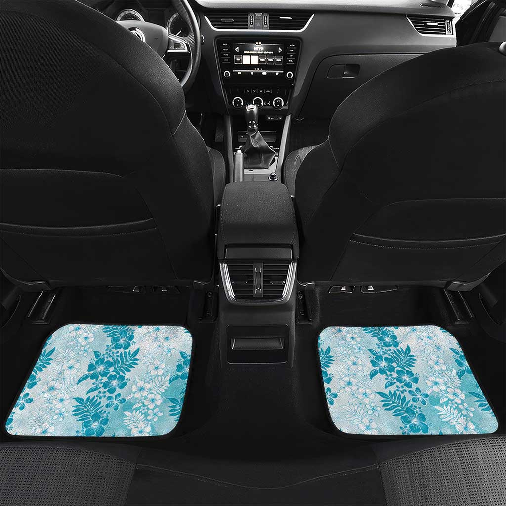Aloha Hawaii Palaka Car Mats Blue Plumeria Lei - Polynesian Pride