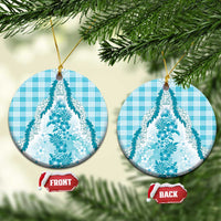 Aloha Hawaii Palaka Ceramic Ornament Blue Plumeria Lei - Polynesian Pride