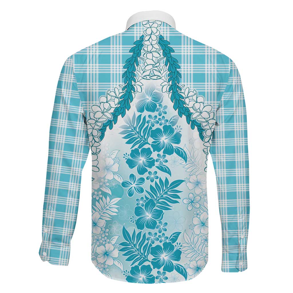 Aloha Hawaii Palaka Family Matching Puletasi and Hawaiian Shirt Blue Plumeria Lei LT05 - Polynesian Pride