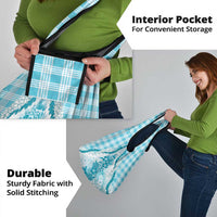 Aloha Hawaii Palaka Grocery Bag Blue Plumeria Lei - Polynesian Pride