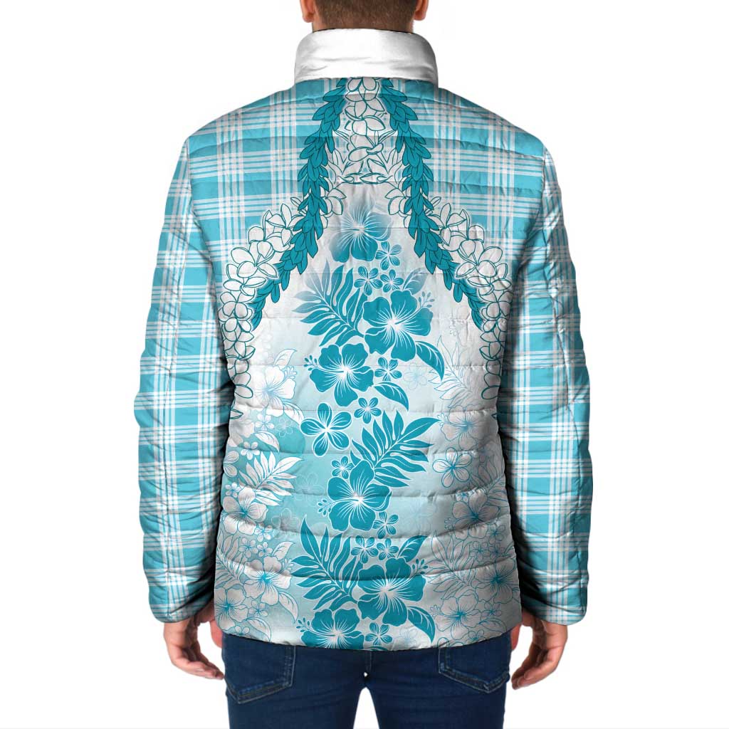 Aloha Hawaii Palaka Padded Jacket Blue Plumeria Lei - Polynesian Pride