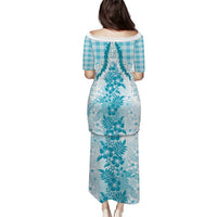 Aloha Hawaii Palaka Puletasi Blue Plumeria Lei - Polynesian Pride