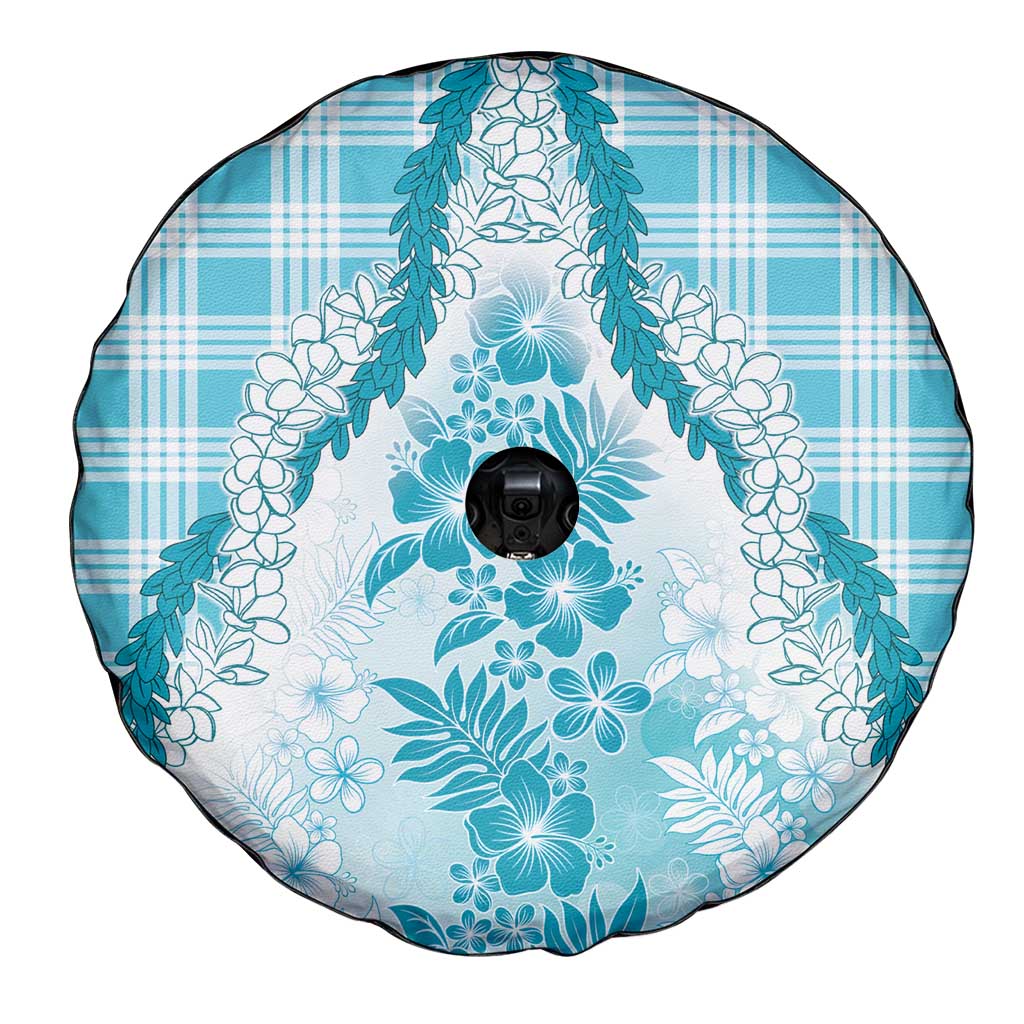 Aloha Hawaii Palaka Spare Tire Cover Blue Plumeria Lei - Polynesian Pride