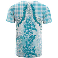 Aloha Hawaii Palaka T Shirt Blue Plumeria Lei - Polynesian Pride