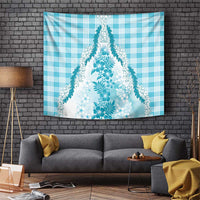 Aloha Hawaii Palaka Tapestry Blue Plumeria Lei - Polynesian Pride