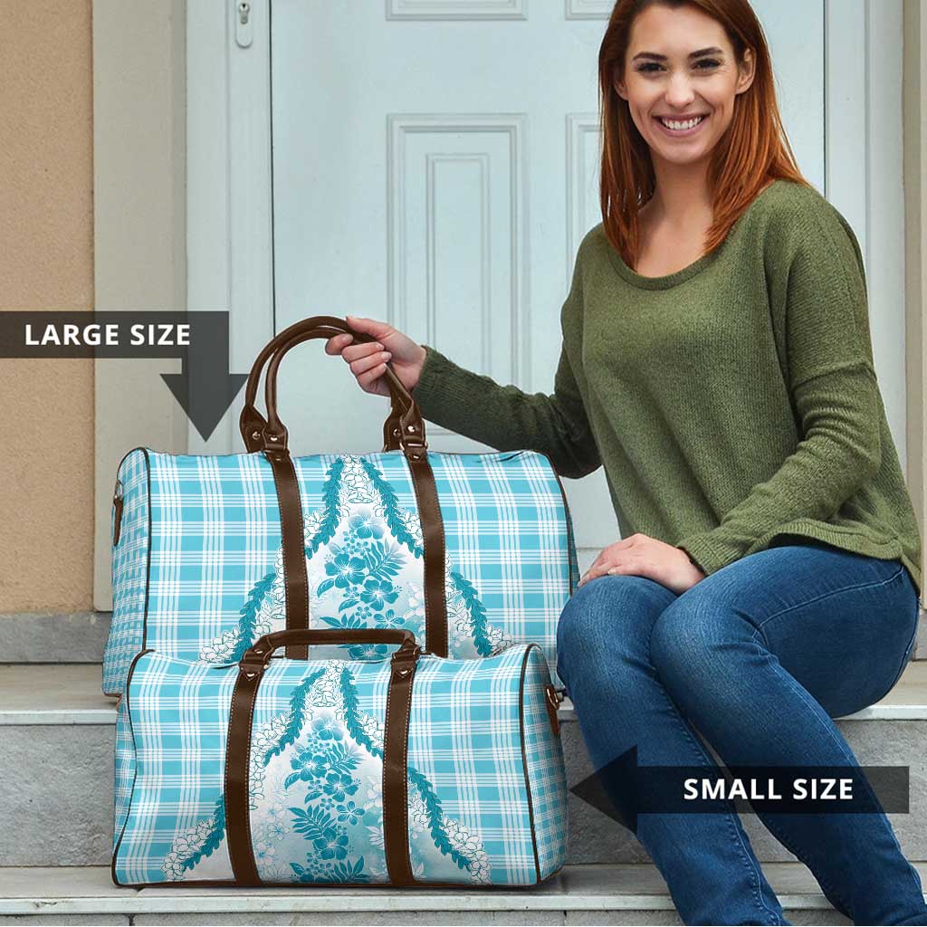 Aloha Hawaii Palaka Travel Bag Blue Plumeria Lei - Polynesian Pride