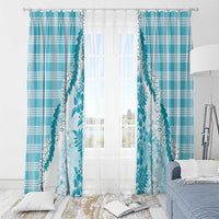 Aloha Hawaii Palaka Window Curtain Blue Plumeria Lei - Polynesian Pride