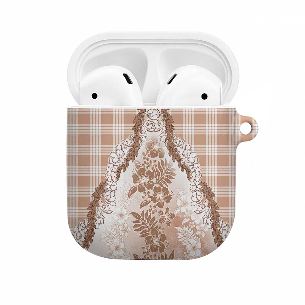 Aloha Hawaii Palaka AirPods Case Beige Plumeria Lei - Polynesian Pride