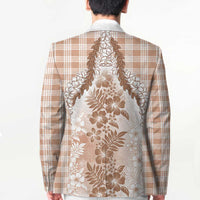 Aloha Hawaii Palaka Blazer Beige Plumeria Lei - Polynesian Pride