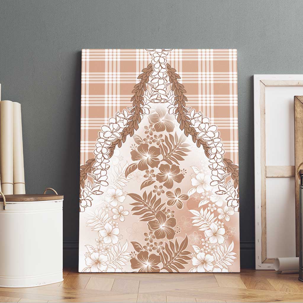 Aloha Hawaii Palaka Canvas Wall Art Beige Plumeria Lei - Polynesian Pride