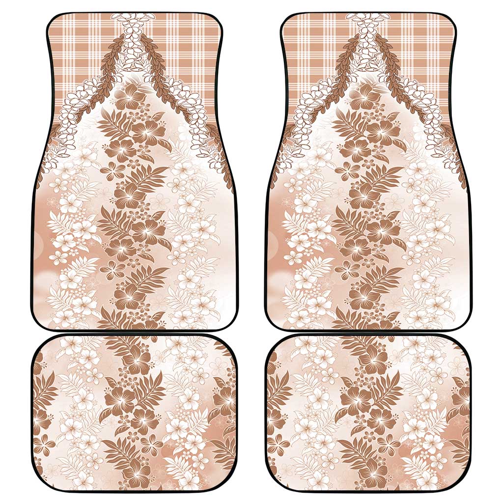 Aloha Hawaii Palaka Car Mats Beige Plumeria Lei - Polynesian Pride