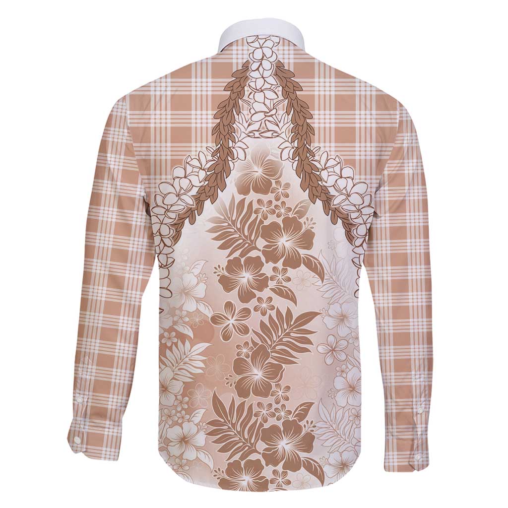 Aloha Hawaii Palaka Family Matching Off Shoulder Maxi Dress and Hawaiian Shirt Beige Plumeria Lei - Polynesian Pride