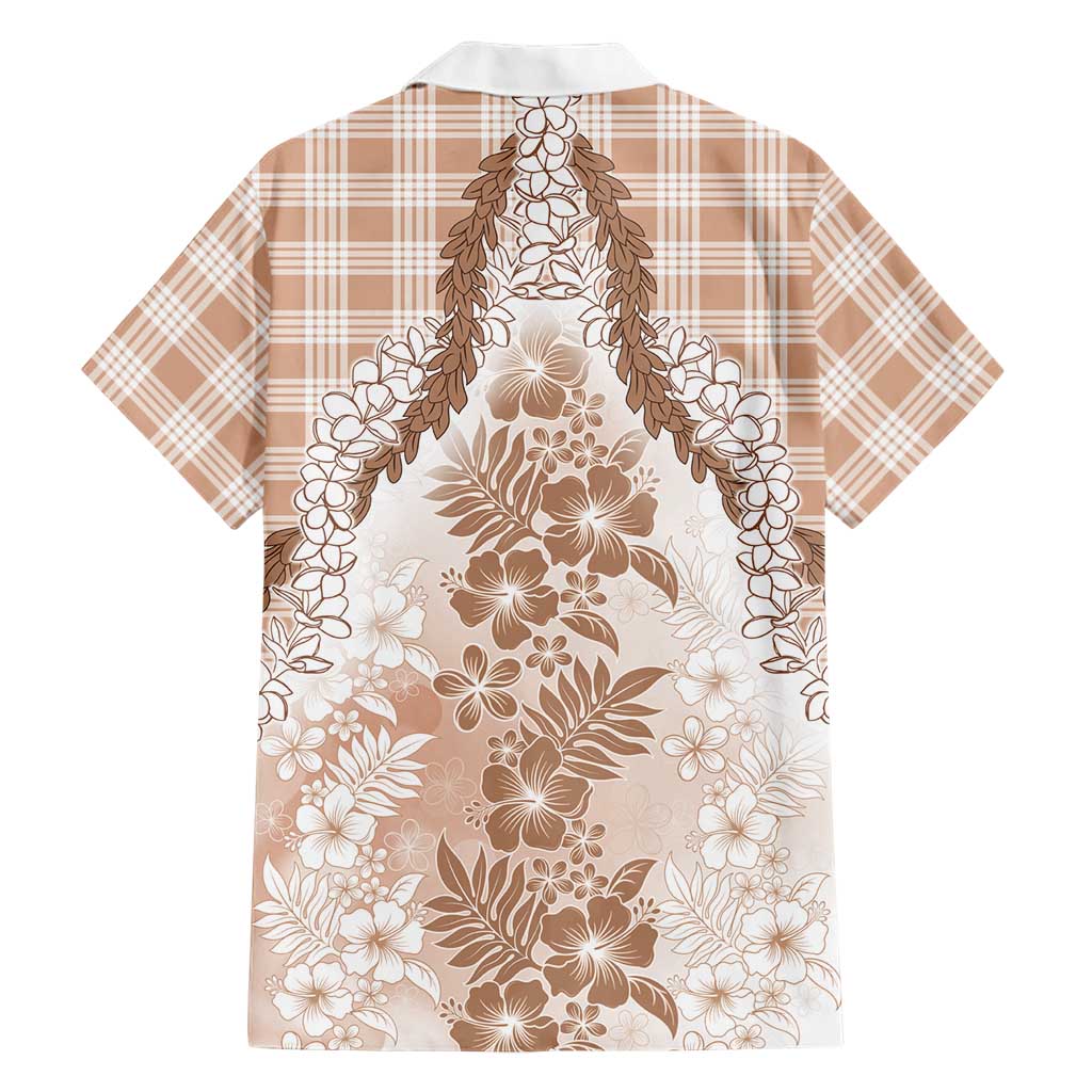 Aloha Hawaii Palaka Family Matching Tank Maxi Dress and Hawaiian Shirt Beige Plumeria Lei LT05 - Polynesian Pride