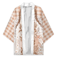 Aloha Hawaii Palaka Kimono Beige Plumeria Lei - Polynesian Pride